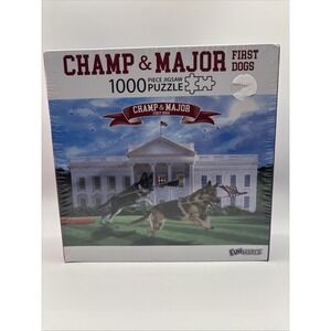 Funwares "Champ & Major First Dogs" 1000 Piece Puzzle with BONUS Poster